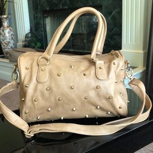 Light brown vegan leather studded purse